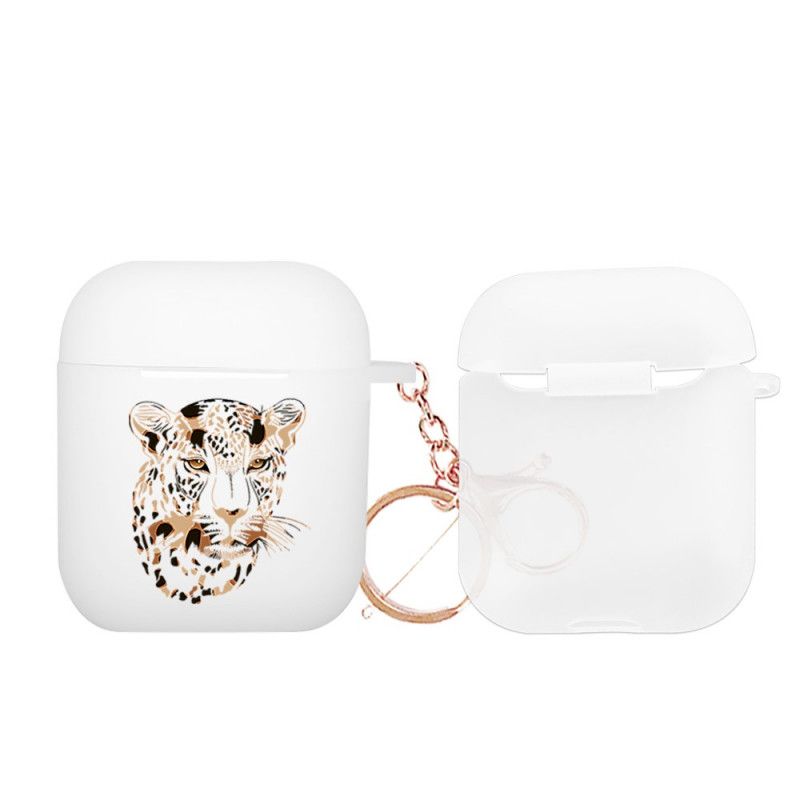 Etui AirPods Jasnoniebieski Zielony Leopard Series Nxe Z Karabińczykiem Etui Ochronne