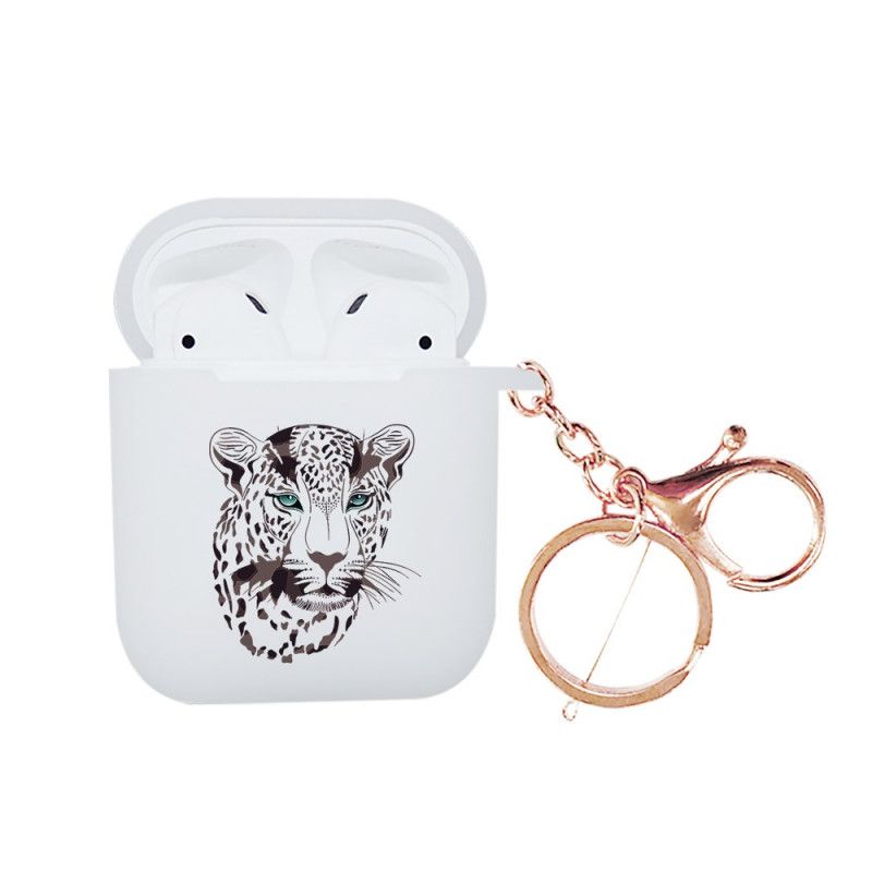 Etui AirPods Jasnoniebieski Zielony Leopard Series Nxe Z Karabińczykiem Etui Ochronne