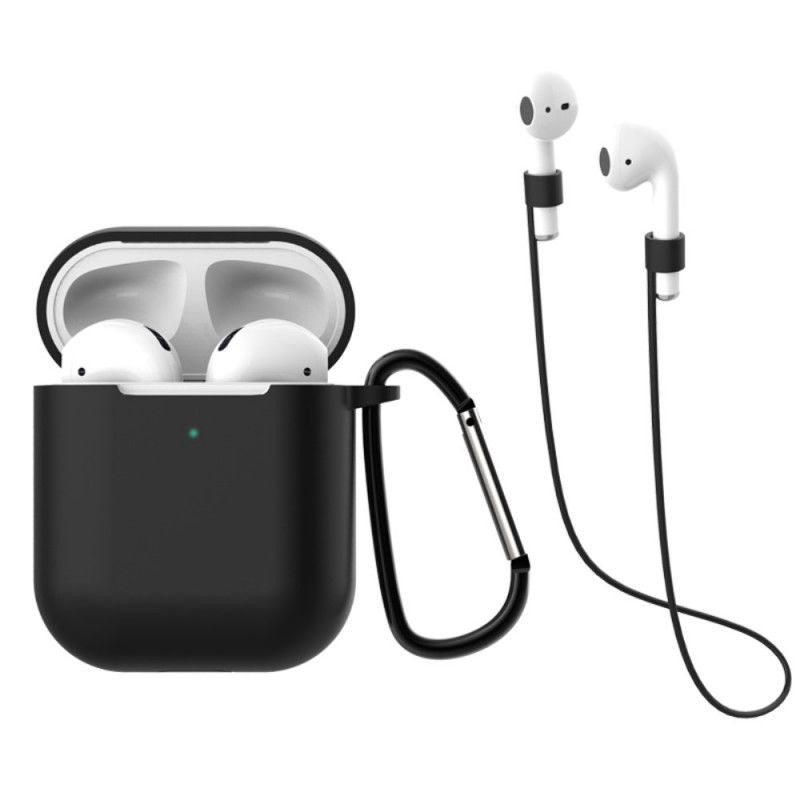 Futerały AirPods Biały Czarny Etui na Telefon Z Karabińczykiem I Sznurkiem