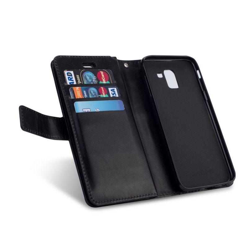 Etui Folio Samsung Galaxy J6 Czarny Portmonetka Na Monety Z Paskiem Etui Ochronne