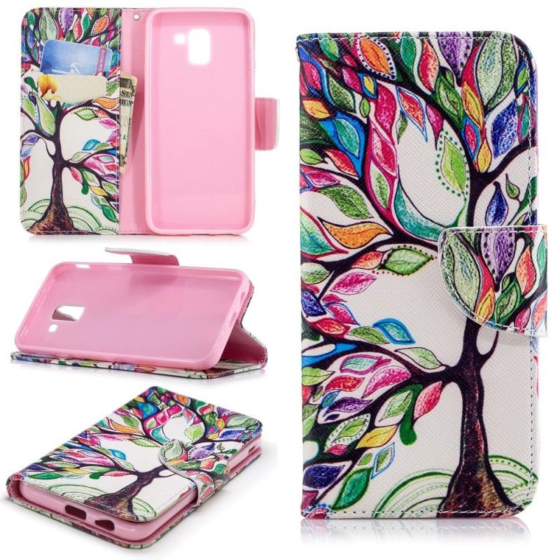 Etui Folio Samsung Galaxy J6 Kolorowe Drzewo Etui Ochronne
