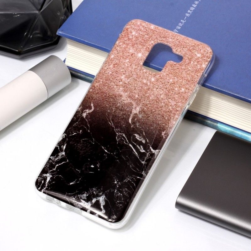 Etui Samsung Galaxy J6 Biały Czarny Marmurowy Brokat