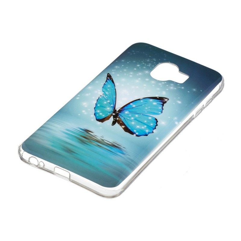 Etui Samsung Galaxy J6 Fluorescencyjny Niebieski Motyl