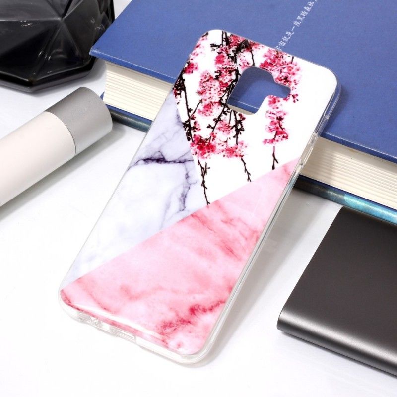 Etui Samsung Galaxy J6 Marmurkowe Kwiaty Śliwki Etui Ochronne