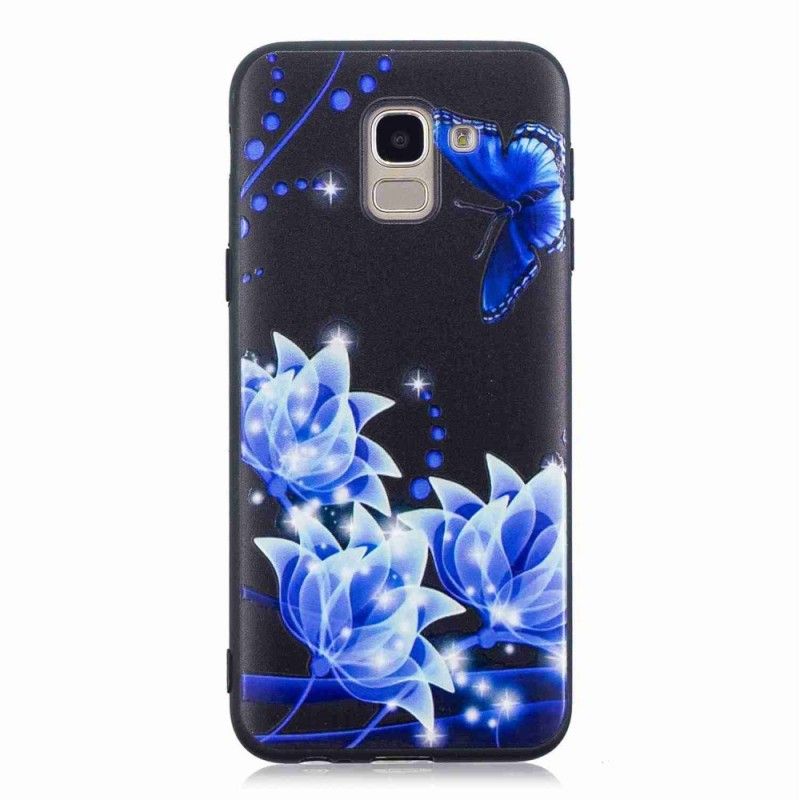 Futerały Samsung Galaxy J6 Etui na Telefon Motyle I Niebieskie Kwiaty