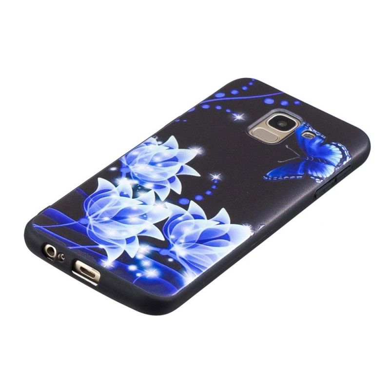 Futerały Samsung Galaxy J6 Etui na Telefon Motyle I Niebieskie Kwiaty