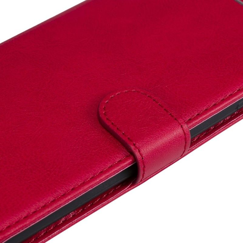 Skórzany Futerał Samsung Galaxy J6 Czerwony Czarny Etui na Telefon Efekt Skóry Z Paskiem
