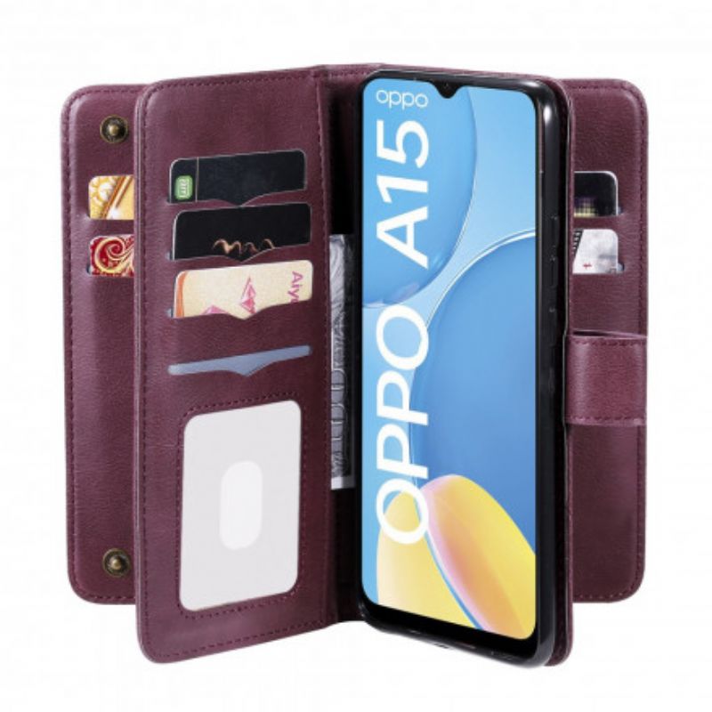 Etui Folio Do Oppo A15 Wielofunkcyjny 10 Pakiet Kart