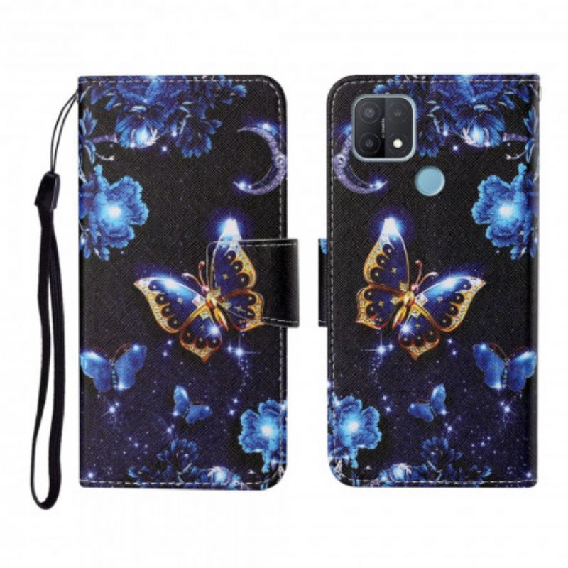 Etui Folio Oppo A15 Drogocenne Motyle Stringi Etui Ochronne