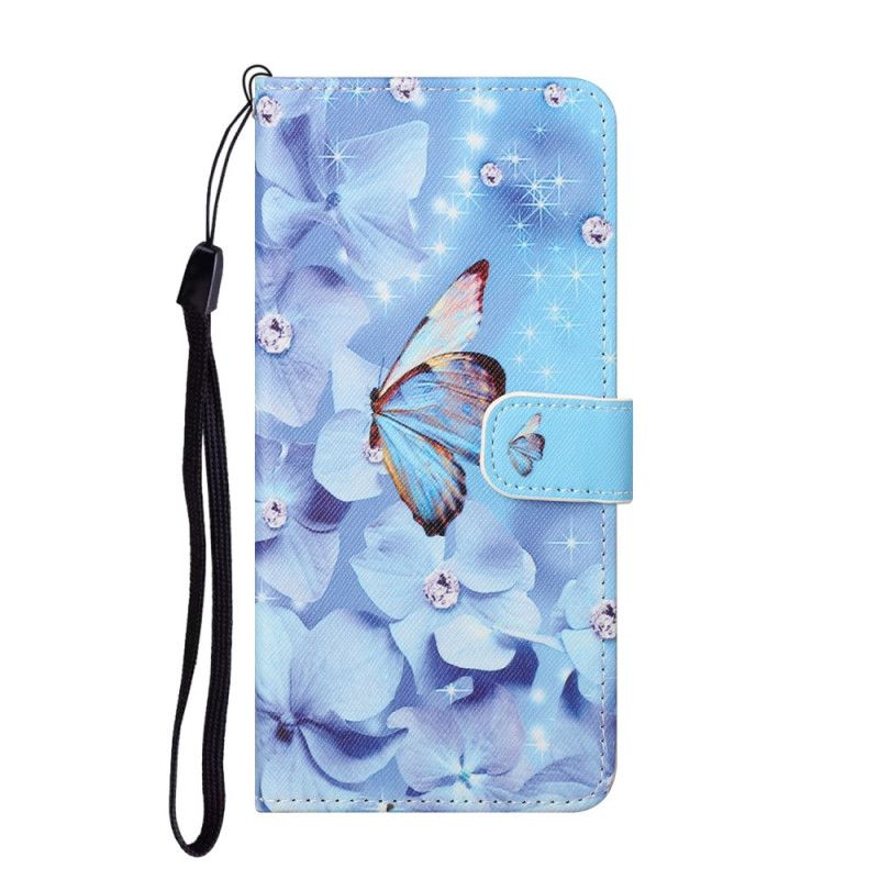 Etui Folio Xiaomi Mi 10T Lite 5G / Redmi Note 9 Pro 5G Diamentowe Motyle Ze Stringami Etui Ochronne