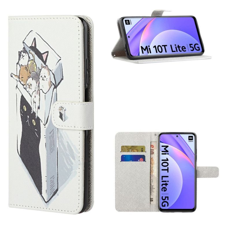 Etui Folio Xiaomi Mi 10T Lite 5G / Redmi Note 9 Pro 5G Dostawa Kotów W Stringach Etui Ochronne