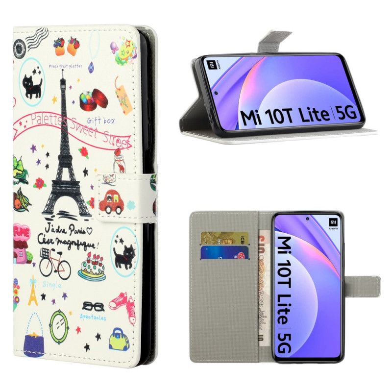 Skórzany Futerał Xiaomi Mi 10T Lite 5G / Redmi Note 9 Pro 5G Etui na Telefon Kocham Paryż