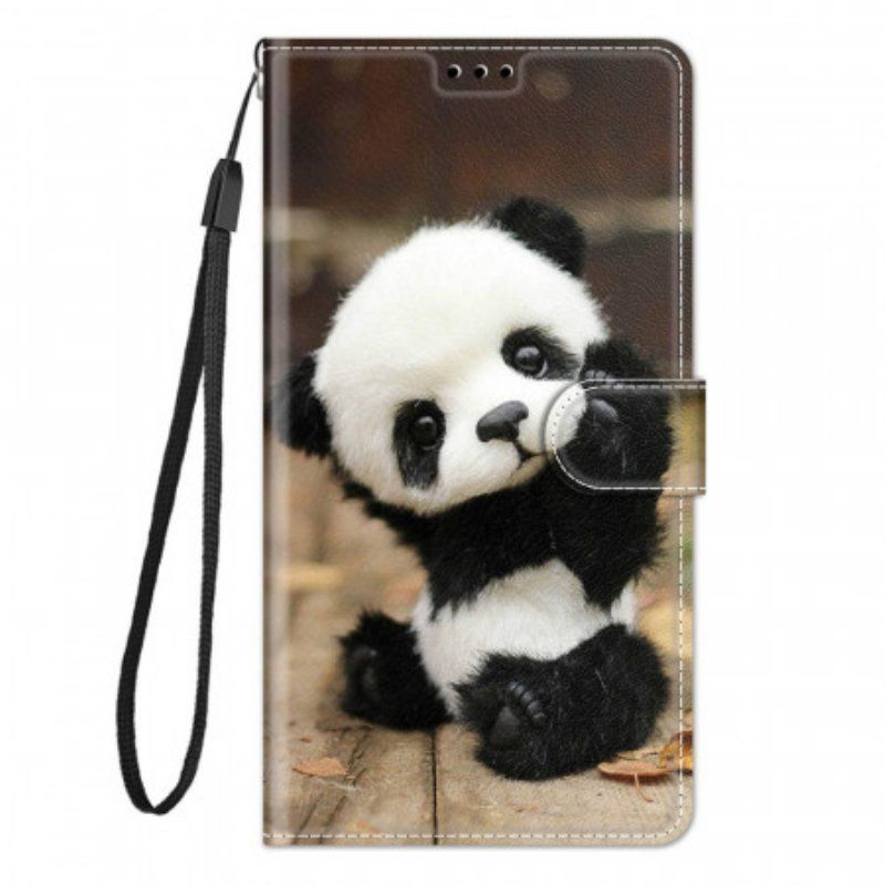 Etui Folio do Samsung Galaxy M23 5G z Łańcuch Mała Panda Z Paskiem
