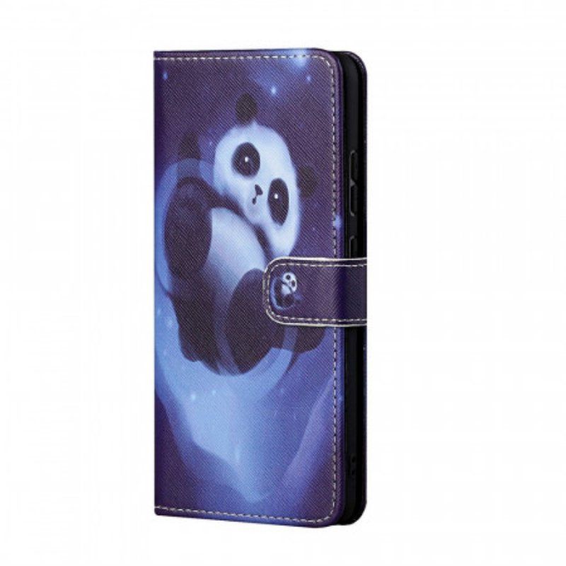 Skórzany Futerał do Samsung Galaxy M23 5G z Łańcuch Paskowata Panda