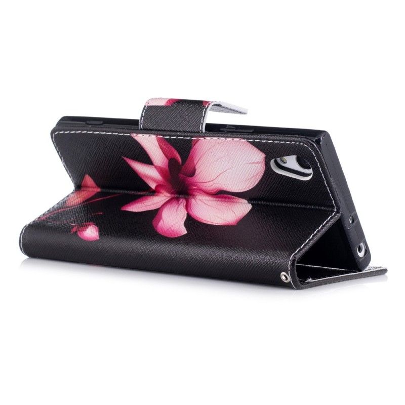 Skórzany Futerał Sony Xperia XA1 Etui na Telefon Różowy Kwiat