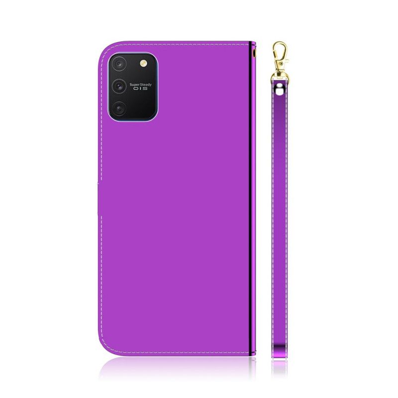 Etui Folio Samsung Galaxy S10 Lite Biały Czarny Osłona Lusterka Z Imitacji Skóry