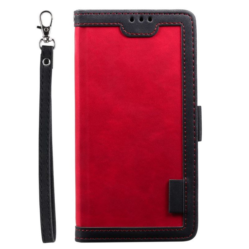 Etui Folio Samsung Galaxy S10 Lite Czerwony Czarny Dwukolorowa Imitacja Skóry Ze Wzmocnionymi Konturami