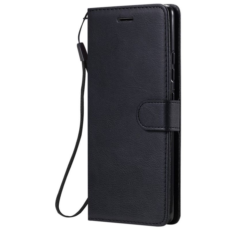 Etui Folio Samsung Galaxy S10 Lite Czerwony Czarny Efekt Skóry Z Paskiem Etui Ochronne