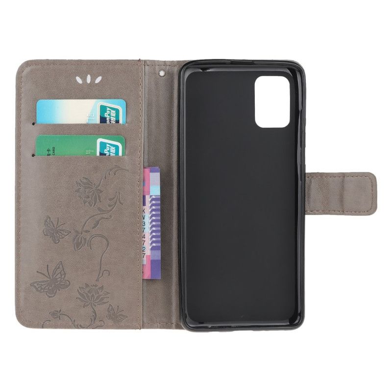 Etui Folio Samsung Galaxy S10 Lite Szary Czarny Motyle I Kwiaty Stringów Etui Ochronne