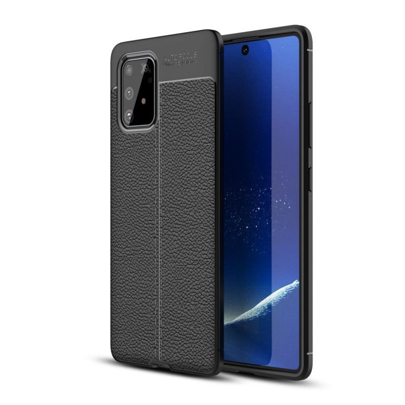 Etui Samsung Galaxy S10 Lite Czerwony Czarny Efekt Skóry Z Podwójną Linią Liczi