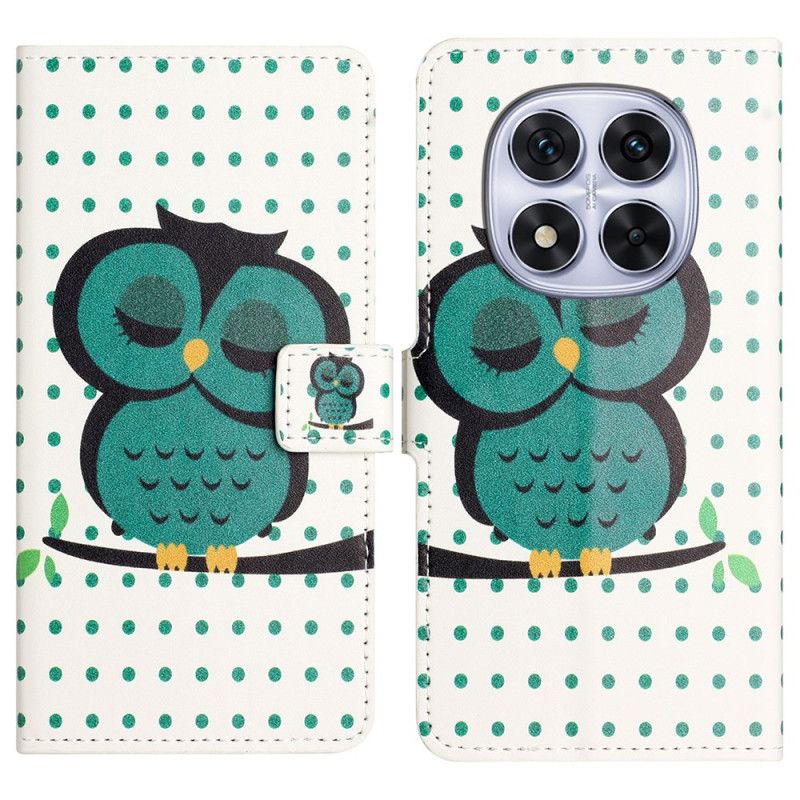 Etui Folio Do Xiaomi Redmi Note 14 Pro Plus 5g Śpiąca Sowa