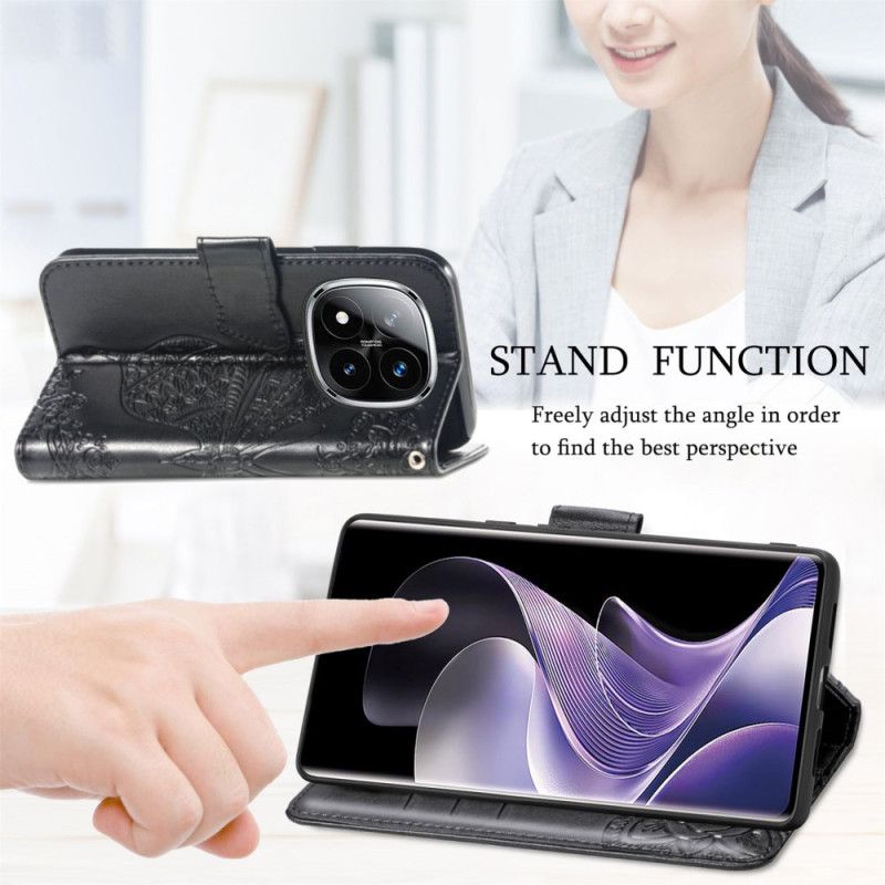 Etui Folio Xiaomi Redmi Note 14 Pro Plus 5g Barokowy Motyl Etui Ochronne