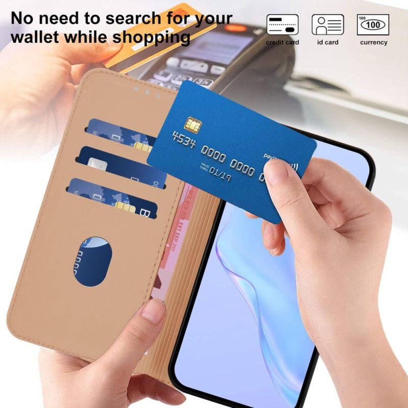 Etui Folio Xiaomi Redmi Note 14 Pro Plus 5g Gładki Styl Ze Skóry Etui Ochronne