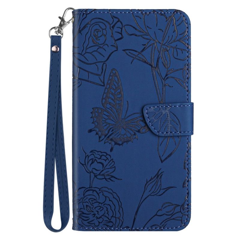 Etui Folio Xiaomi Redmi Note 14 Pro Plus 5g Nadruk Z Motylem I Paskiem Etui Ochronne