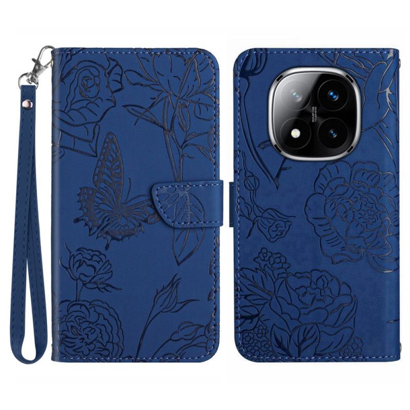 Etui Folio Xiaomi Redmi Note 14 Pro Plus 5g Nadruk Z Motylem I Paskiem Etui Ochronne