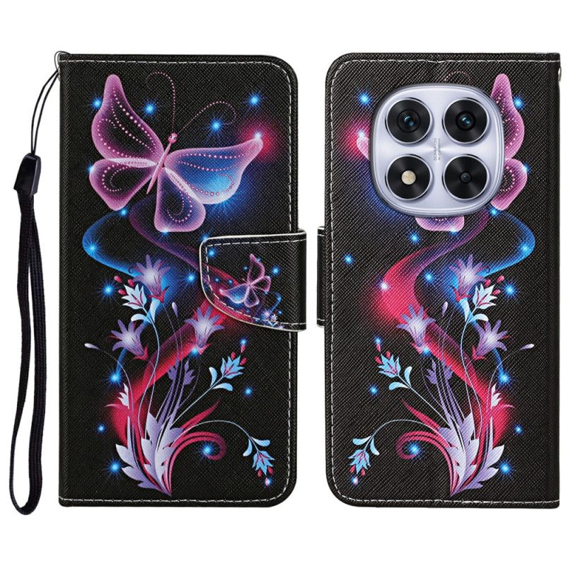 Etui Folio Xiaomi Redmi Note 14 Pro Plus 5g Świecące Motyle Etui Ochronne