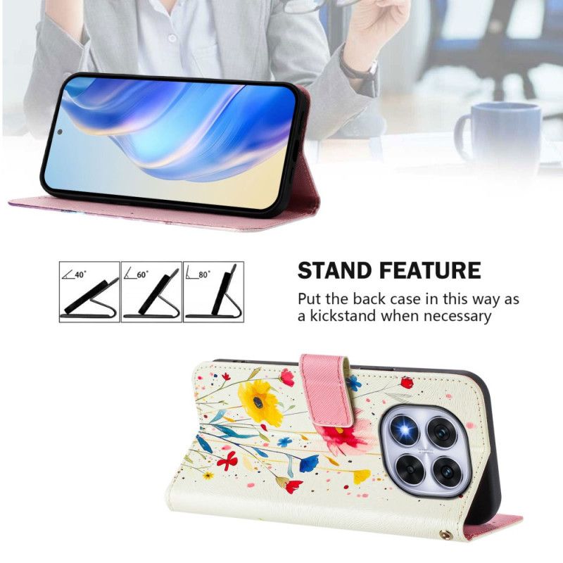 Etui Folio Xiaomi Redmi Note 14 Pro Plus 5g Wzór Flory