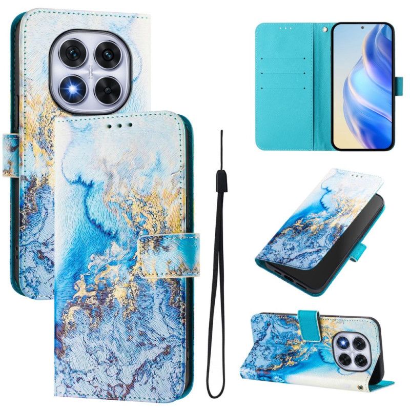 Etui Folio Xiaomi Redmi Note 14 Pro Plus 5g Wzór Marmuru Oceanicznego Etui Ochronne