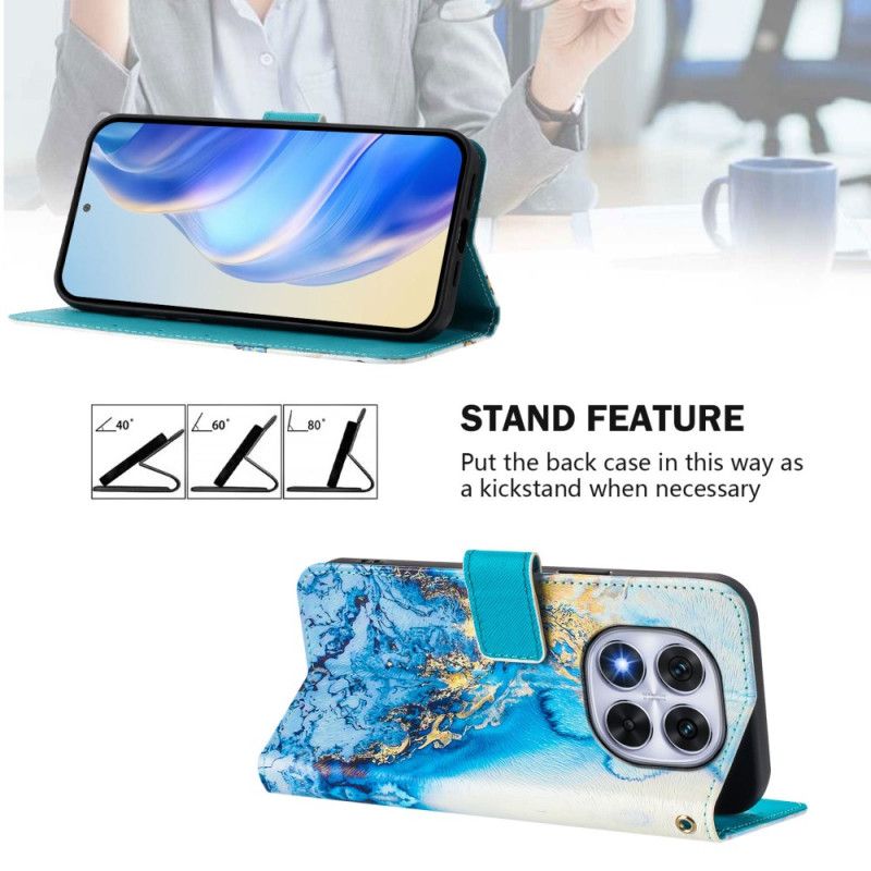 Etui Folio Xiaomi Redmi Note 14 Pro Plus 5g Wzór Marmuru Oceanicznego Etui Ochronne