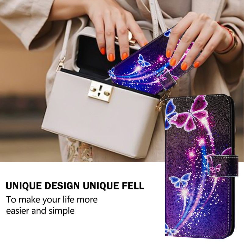 Etui Folio Xiaomi Redmi Note 14 Pro Plus 5g Wzór Świątecznych Motyli Etui Ochronne