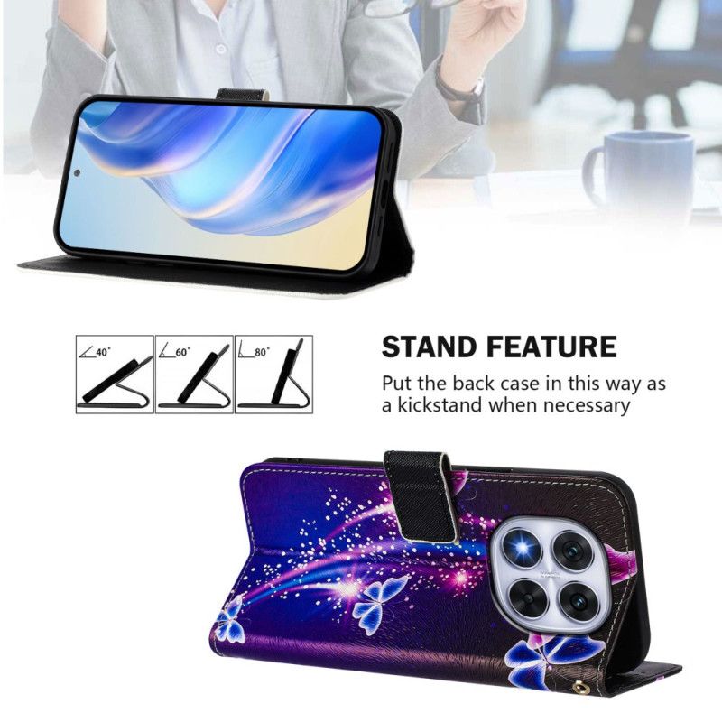 Etui Folio Xiaomi Redmi Note 14 Pro Plus 5g Wzór Świątecznych Motyli Etui Ochronne