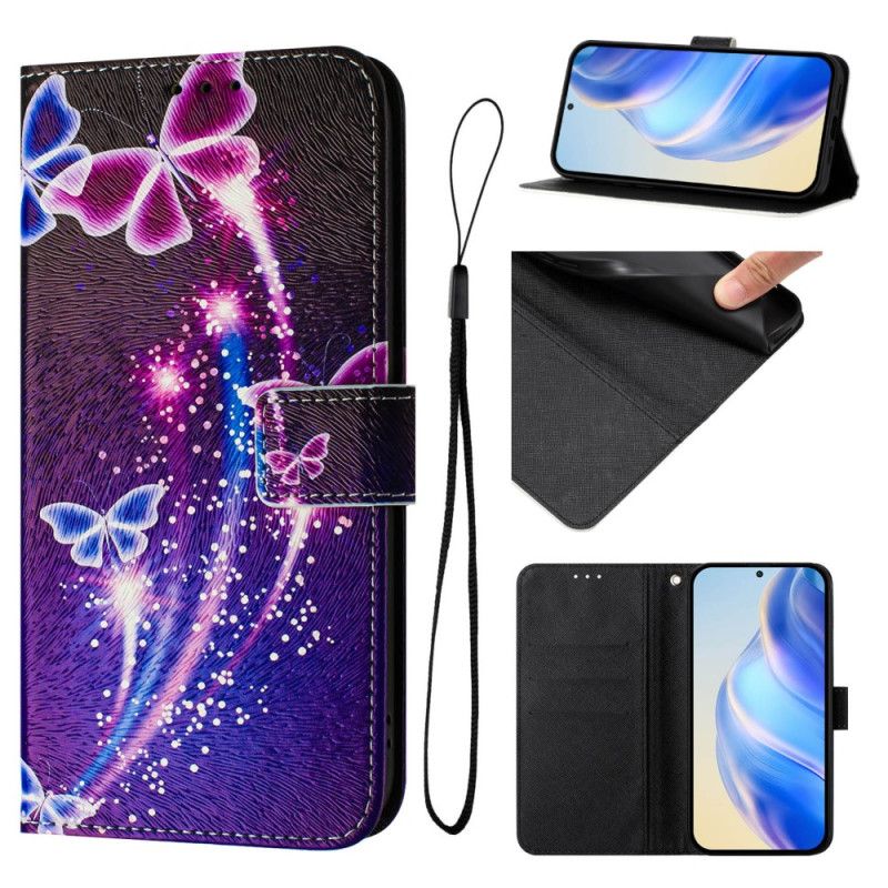 Etui Folio Xiaomi Redmi Note 14 Pro Plus 5g Wzór Świątecznych Motyli Etui Ochronne