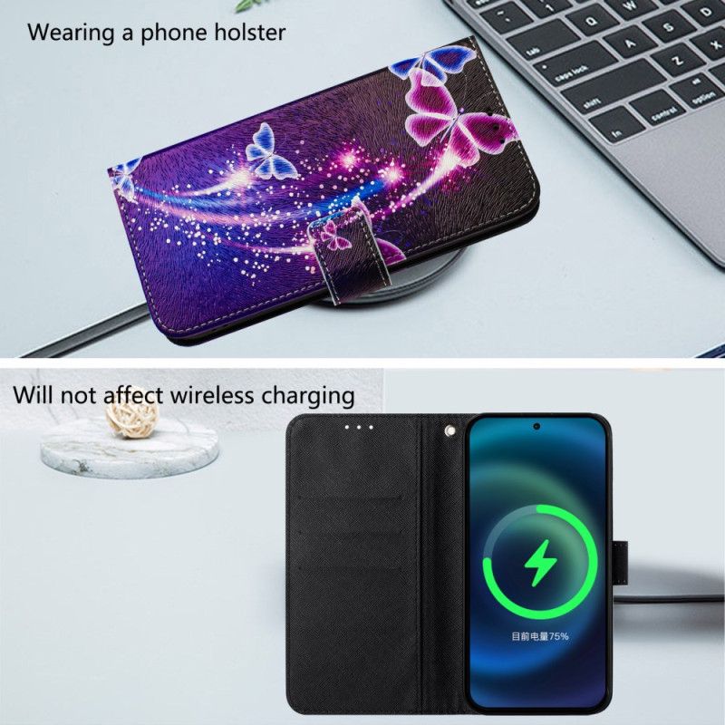 Etui Folio Xiaomi Redmi Note 14 Pro Plus 5g Wzór Świątecznych Motyli Etui Ochronne