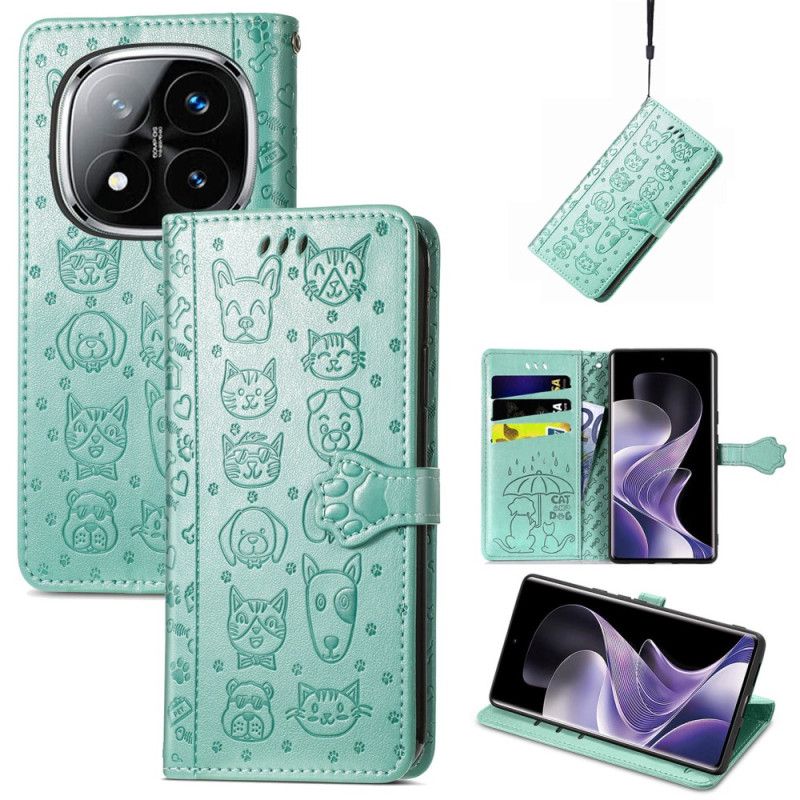 Skórzany Futerał Xiaomi Redmi Note 14 Pro Plus 5g Etui Na Telefon Animowane Zwierzęta
