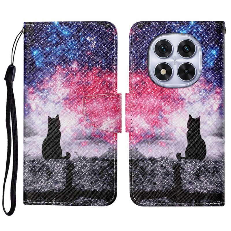 Skórzany Futerał Xiaomi Redmi Note 14 Pro Plus 5g Etui Na Telefon Galaktyczny Kot
