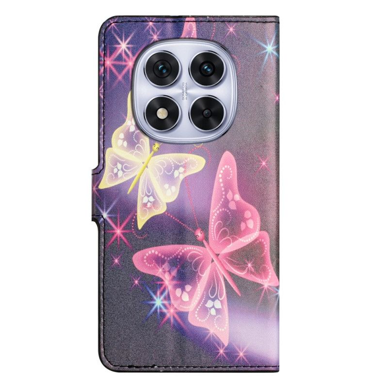 Skórzany Futerał Xiaomi Redmi Note 14 Pro Plus 5g Etui Na Telefon Lśniące Motyle