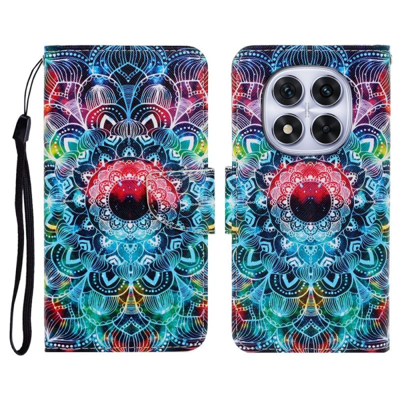 Skórzany Futerał Xiaomi Redmi Note 14 Pro Plus 5g Etui Na Telefon Świecąca Mandala
