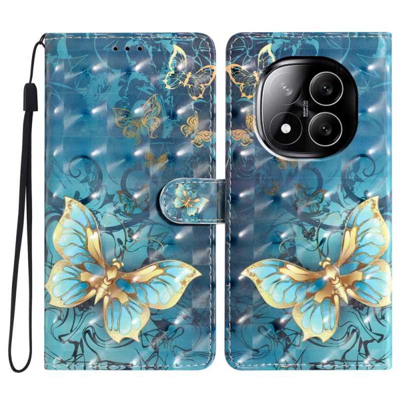 Skórzany Futerał Xiaomi Redmi Note 14 Pro Plus 5g Etui Na Telefon Trójwymiarowe Motyle