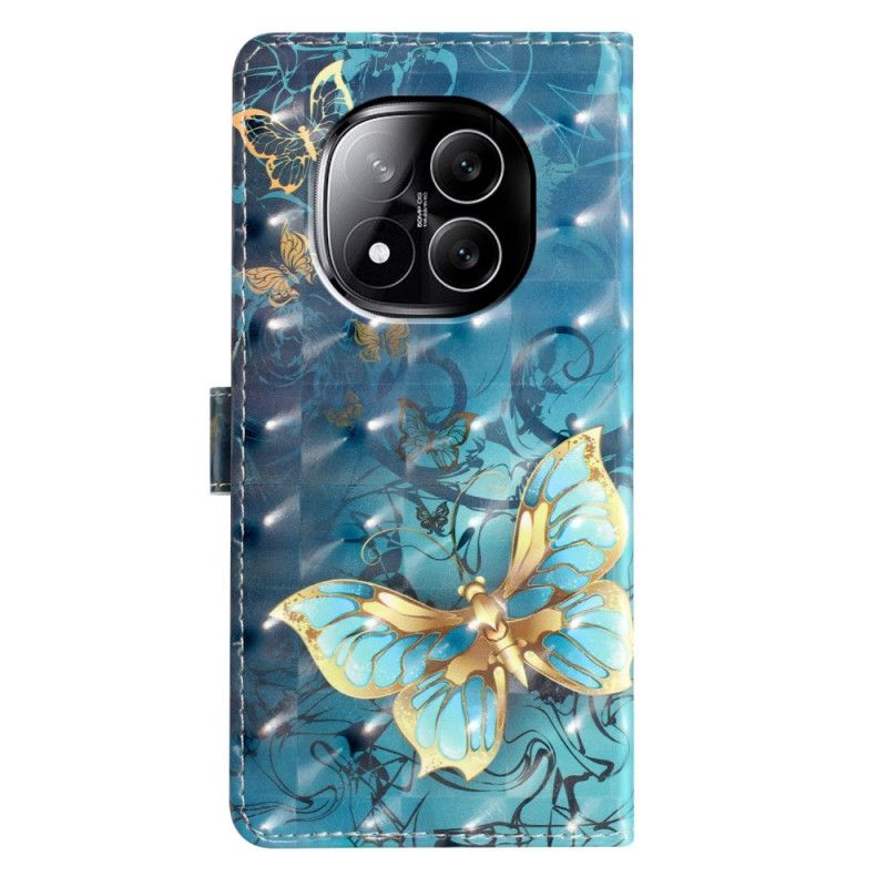 Skórzany Futerał Xiaomi Redmi Note 14 Pro Plus 5g Etui Na Telefon Trójwymiarowe Motyle