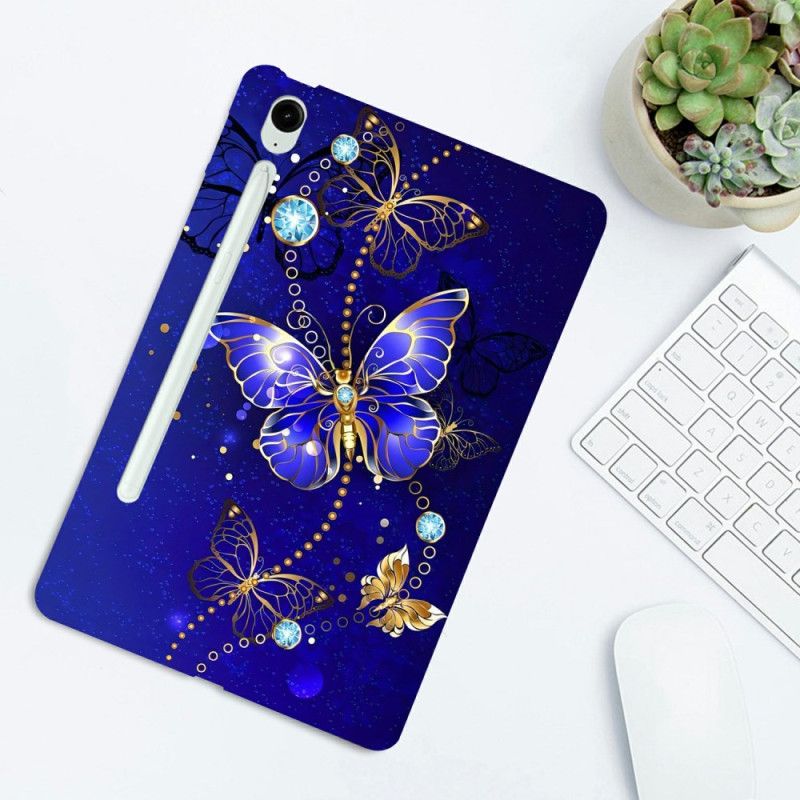 Futerały Samsung Galaxy Tab S10 Fe Plus Etui Na Telefon Niebieskie I Złote Motyle