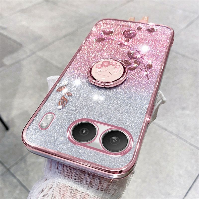 Etui Do Oneplus Nord 4 Uchwyt Na Pierścionki Z Cekinami I Cyrkoniami Kadem