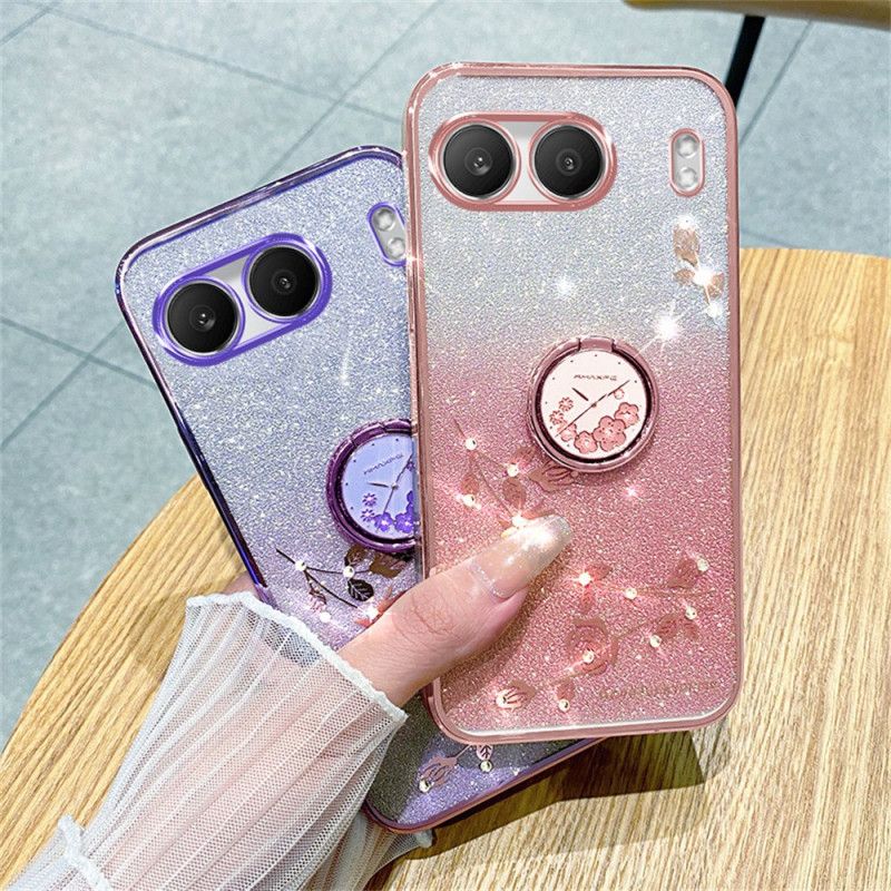 Etui Do Oneplus Nord 4 Uchwyt Na Pierścionki Z Cekinami I Cyrkoniami Kadem