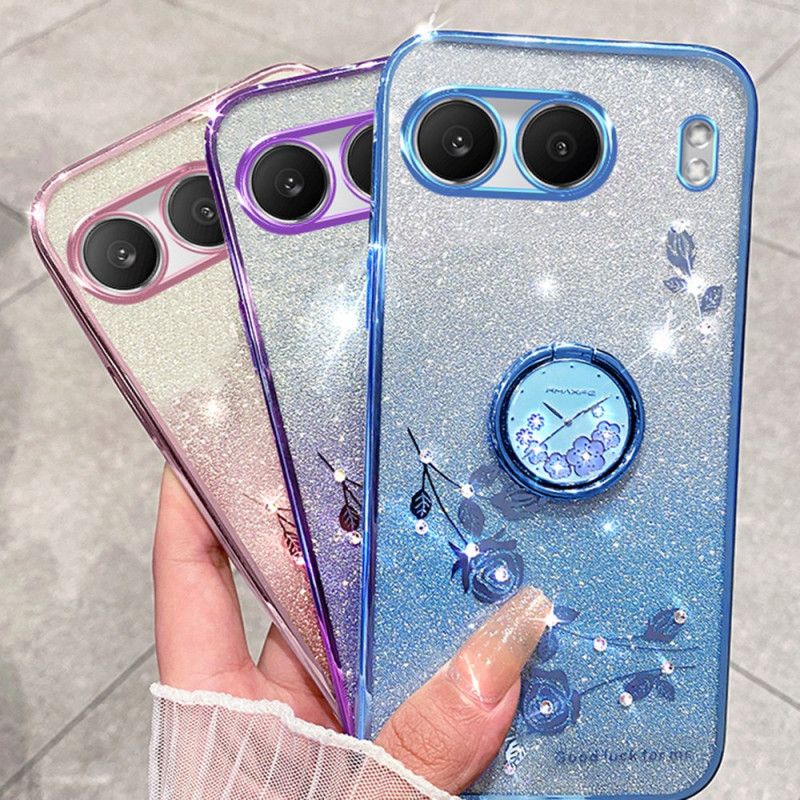 Etui Do Oneplus Nord 4 Uchwyt Na Pierścionki Z Cekinami I Cyrkoniami Kadem