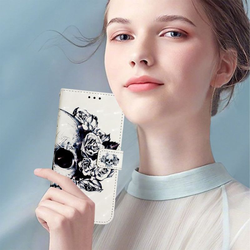 Skórzany Futerał Oneplus Nord 4 Etui Na Telefon Kwiatowa CZaszka