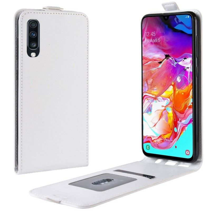 Etui Folio Samsung Galaxy A70 Biały Czarny Efekt Składanej Skóry Etui Ochronne