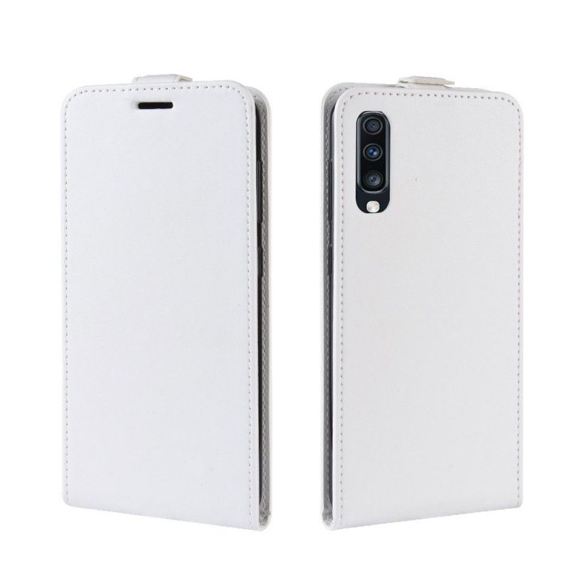 Etui Folio Samsung Galaxy A70 Biały Czarny Efekt Składanej Skóry Etui Ochronne